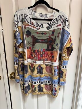 Sewing Machine/Teacher/Country Kitchen Theme Sweater Tunic